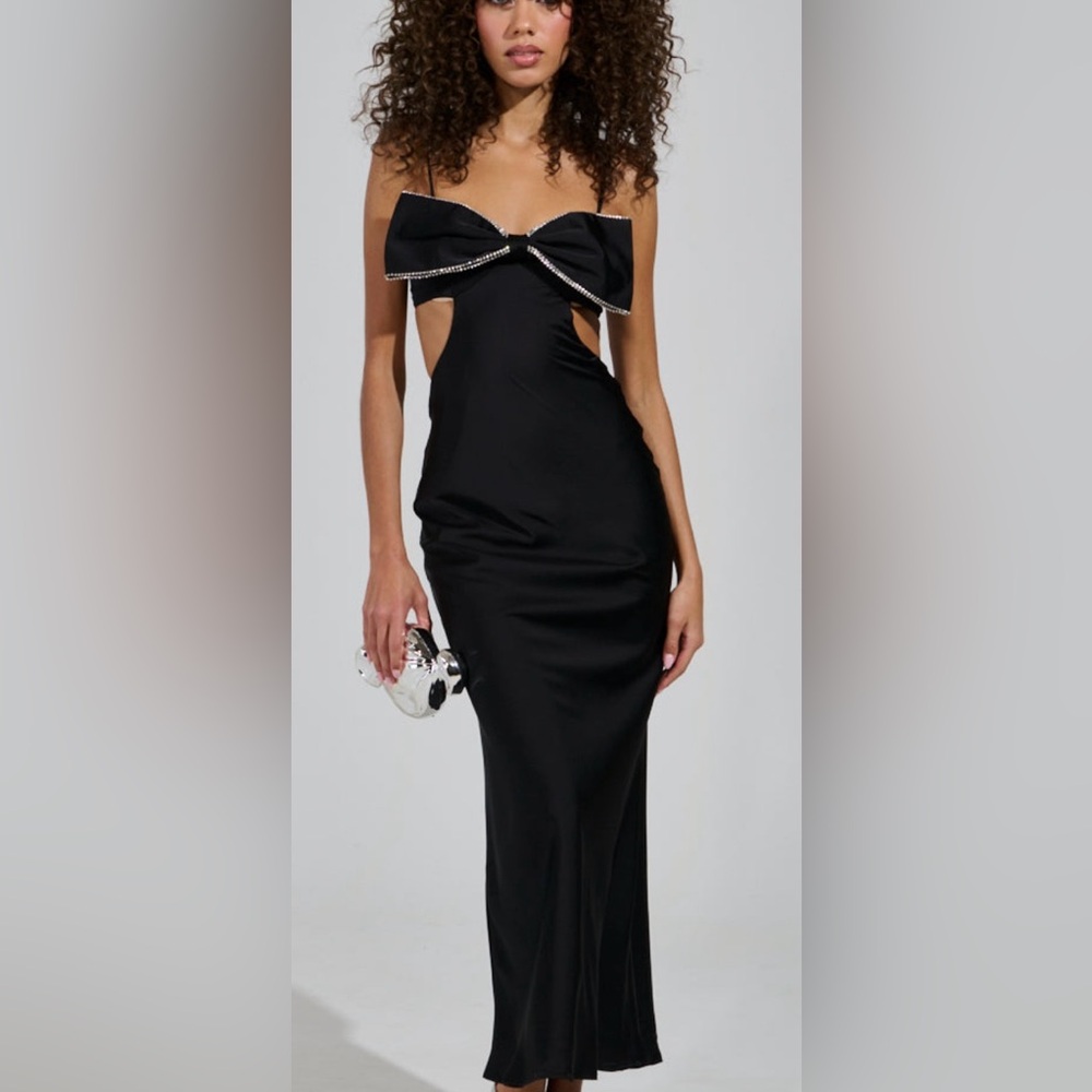 New AKIRA bow front satin midi sleeveless dress size S